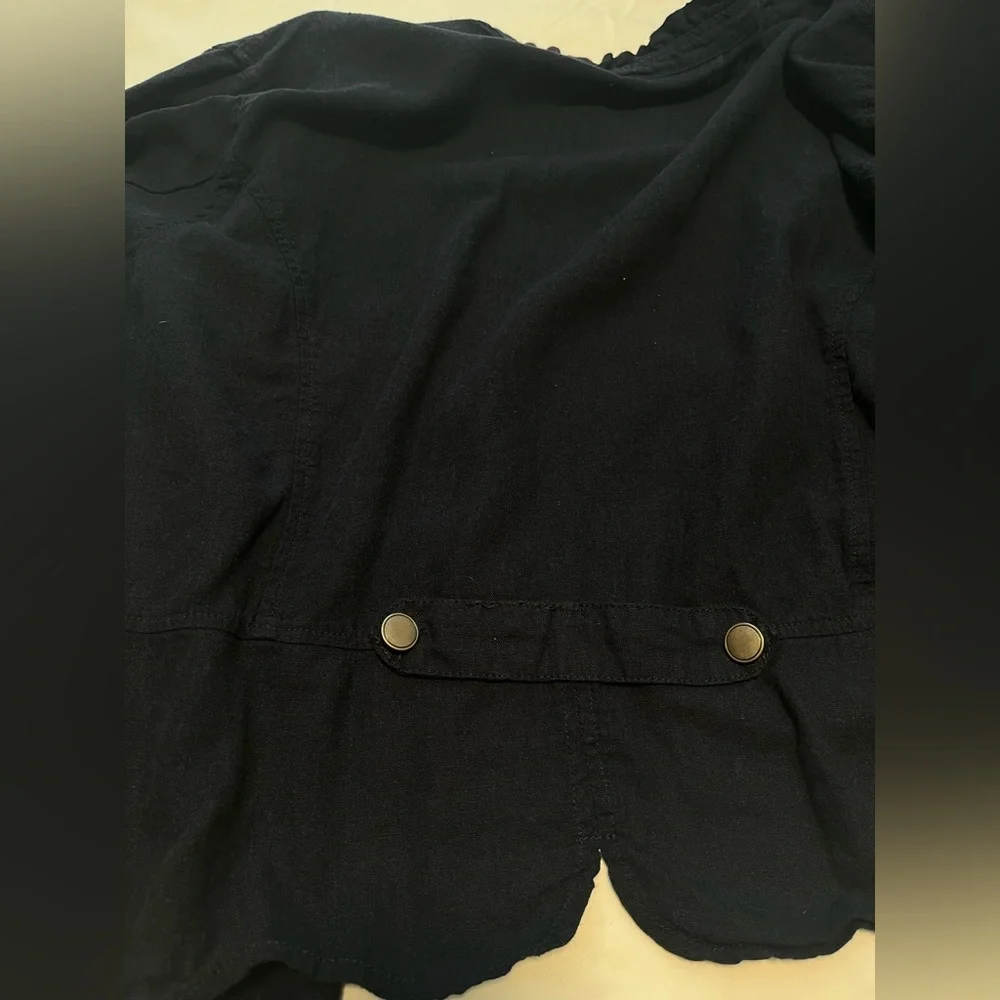 Maurices Plus Women’s Navy Blue Open Front Ruffle Long Roll Tab S Blazer Size 3 - Picture 6 of 13